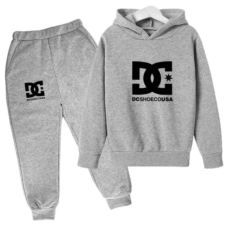 Kids' Casual Simple Print Hoodie Pants Two-Piece Set