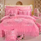 Luxury Princess Jacquard Duvet Cover and Lace Bedding Set