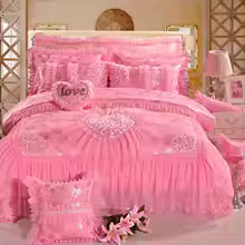 Luxury Princess Jacquard Duvet Cover and Lace Bedding Set