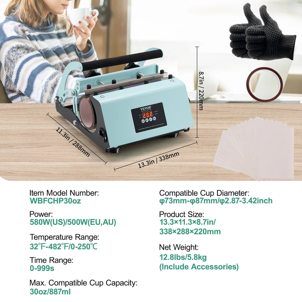 Tumbler Heat Press Machine and Dual Station Mug Sublimation Kit