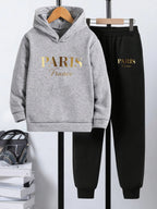 Boys' Printed Hooded Sweatshirt Pants Two-Piece Set