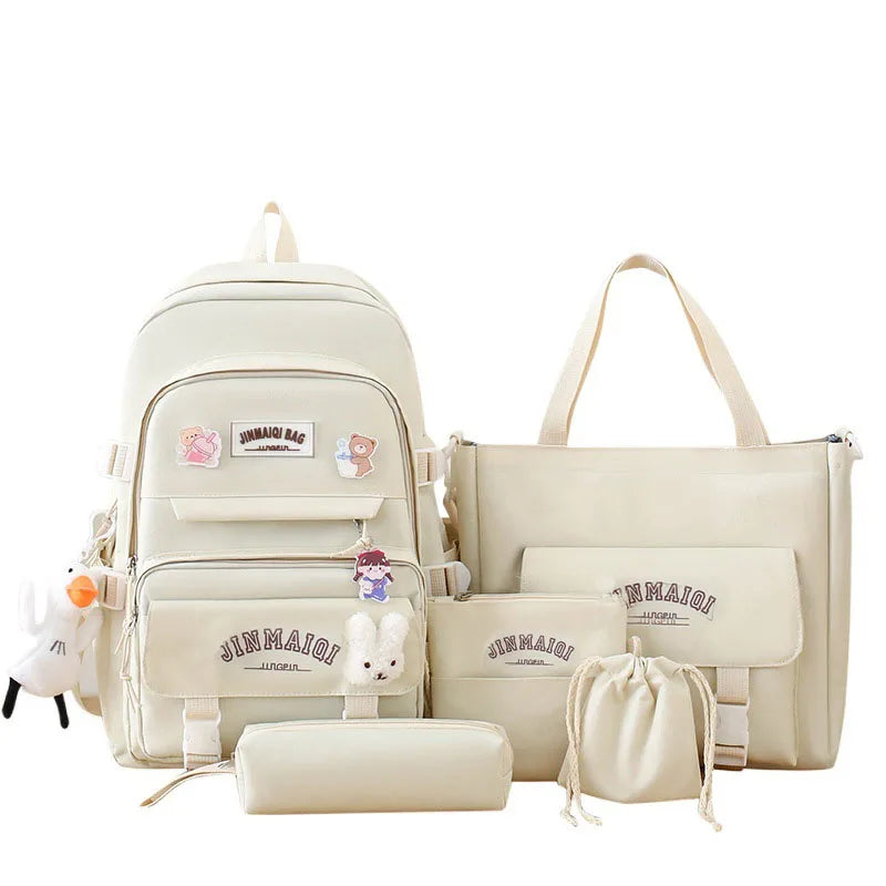 Girls' Casual Harajuku School Backpack 5-Piece Bag Set