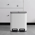 Double Compartment Pedal Trash Can with Lid and Sorting Bins