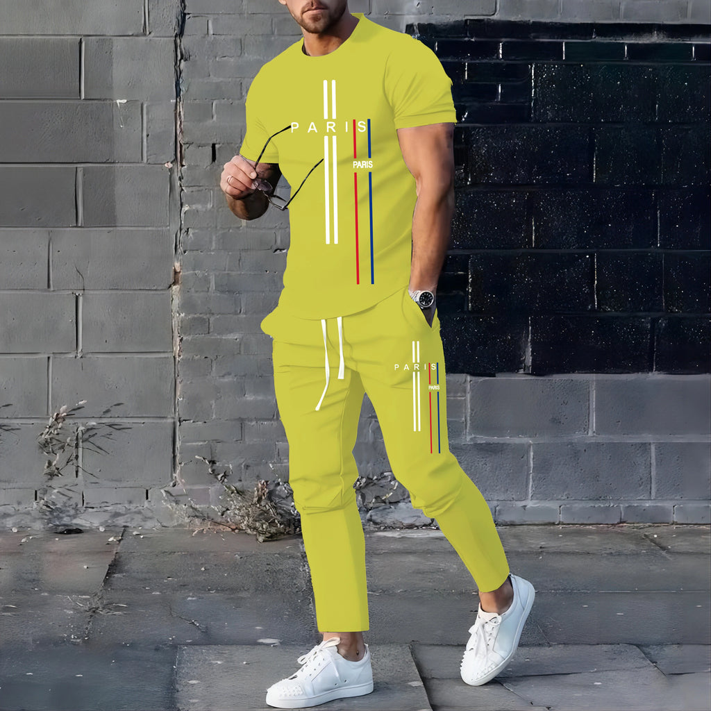 Men's Casual Summer T-Shirt and Pants Suit Set