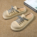 Men's Suede Closed Toe Lace-up Flat Loafer Slippers