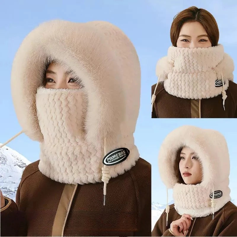 Women's Thermal Plush Hood Scarf & Mask Set