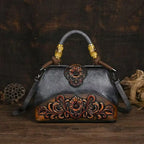 Women's Vintage Floral Embossed PU Leather Backpack