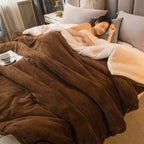 Thick Warm Flannel Quilt and Lamb Fleece Duvet Blanket