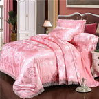 Satin Jacquard Bedding Set and Luxury Flower Duvet Cover Set