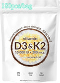 Vitamin D3 10000 IU and K2 MK-7 200mcg Softgels Dietary Supplement