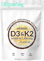 Vitamin D3 10000 IU and K2 MK-7 200mcg Softgels Dietary Supplement