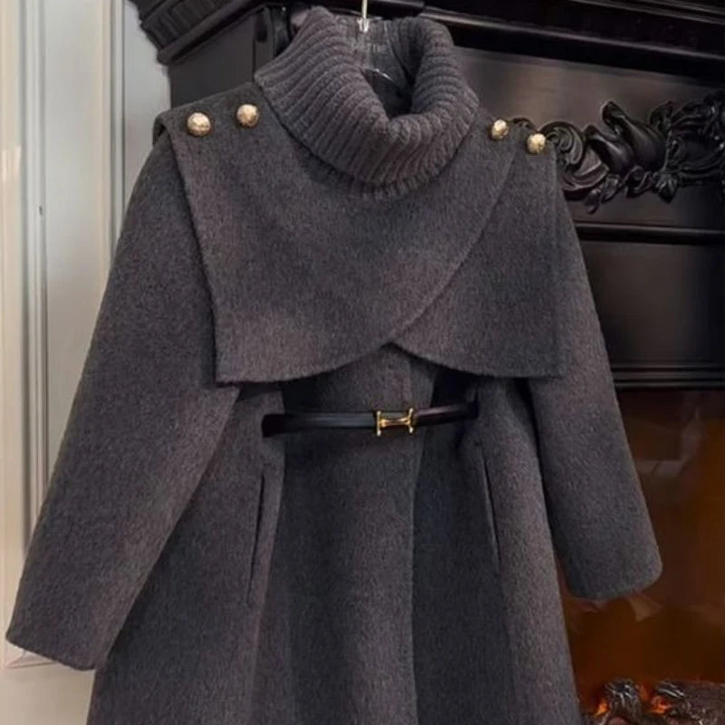 Girls' Knit Woolen Ball Gown Winter Coat
