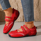 Women's Round Toe Mesh Mary Jane Flat Shoes