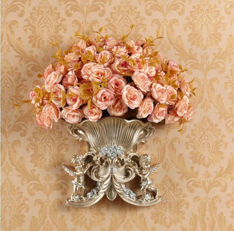 European Resin Angel Wall Vase and Planter Mural Ornament