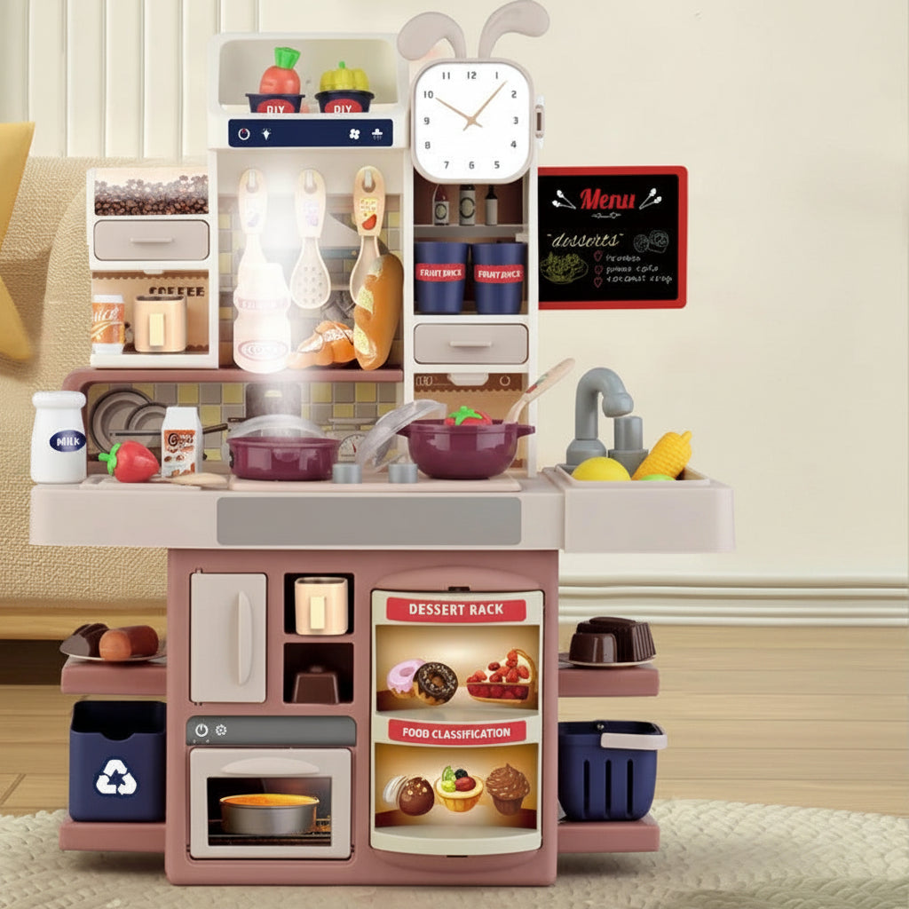 Kids Simulation Kitchen Counter Light Spray Playset Toy Set