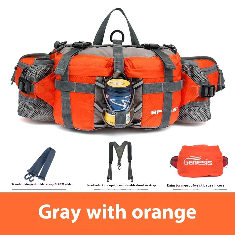 Waterproof Hiking Waist Bag with Reflective Strip and 1.3-Gallon Capacity