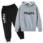 Kids' Pattern Hooded Sweatshirt Pants Two-Piece Set