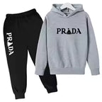 Kids' Pattern Hooded Sweatshirt Pants Two-Piece Set