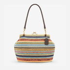Women's Retro Kiss Lock Frame Shoulder Clutch Bag