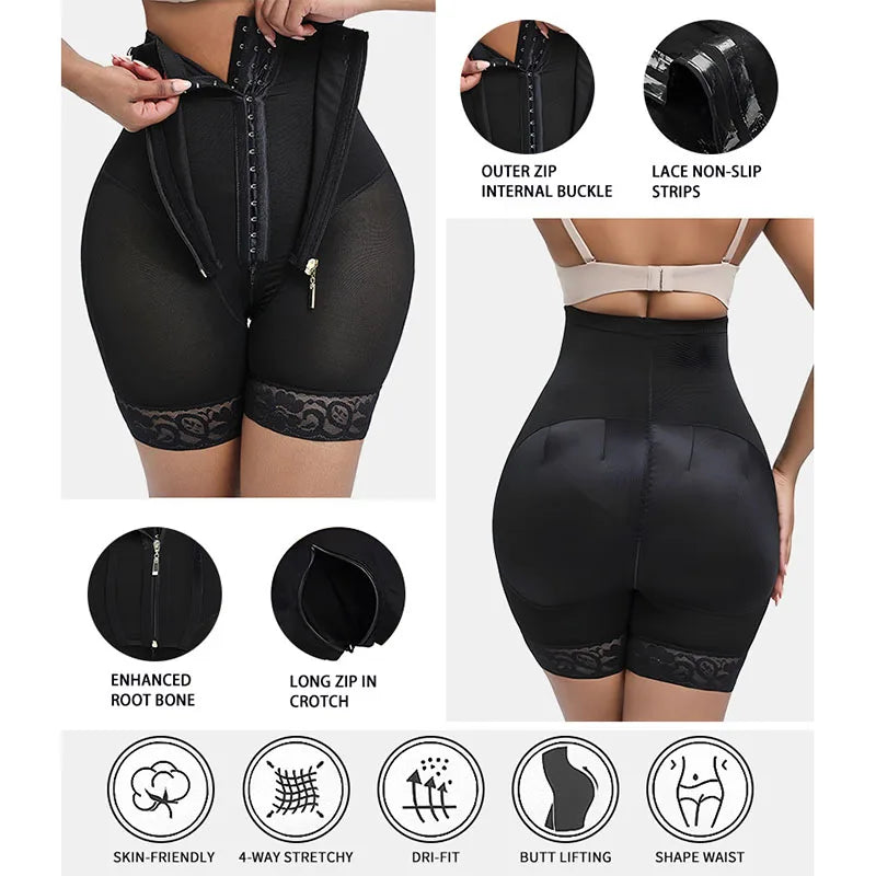 High Waist Butt Enhancer Control Panties with Hook Closure