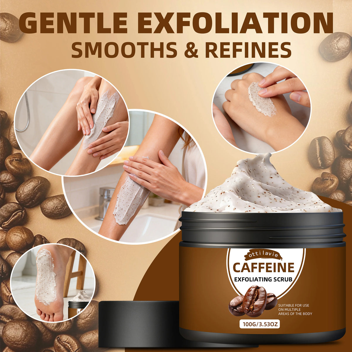 Caffeine Exfoliating Scrub and Gentle Deep Cleansing Body Cream