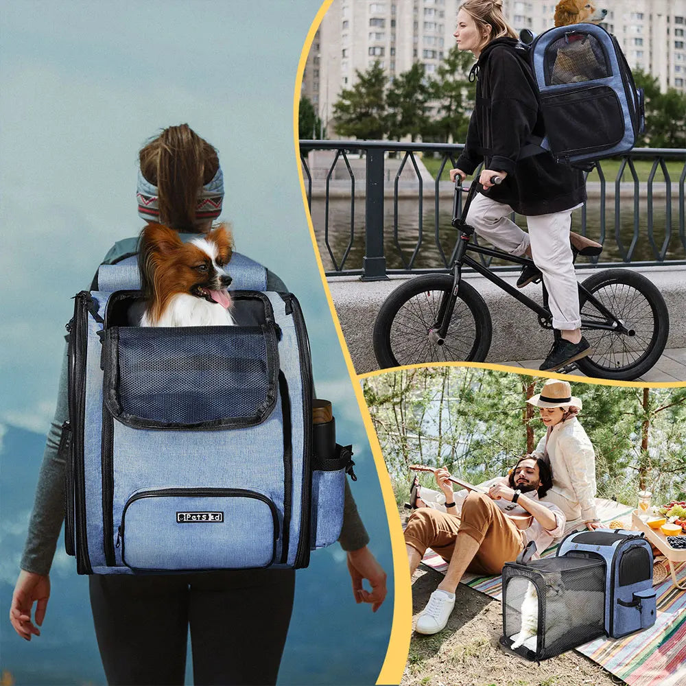 Expandable Foldable Breathable Pet Travel Backpack Carrier