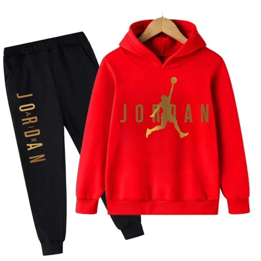 Kids' Slam Dunk Pattern Hoodie Pants Two-Piece Set