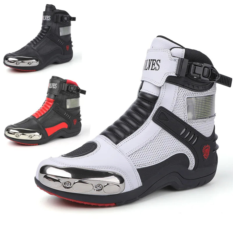 Unisex High Top LED Illuminated Motorcycle Riding Boots