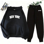 Women's Printed Hoodie Sweatshirt Jogger Pants Set