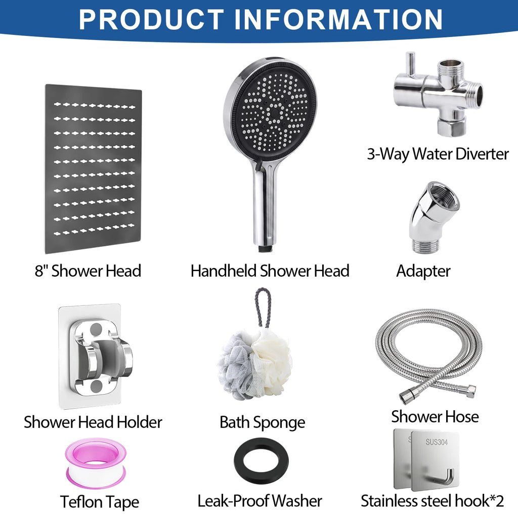 Stainless Steel Rain Shower Head and Handheld Spray Combo
