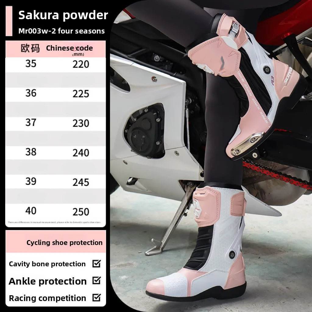 Women's Waterproof Anti-Slip Motorcycle Protective Riding Boots MR003W