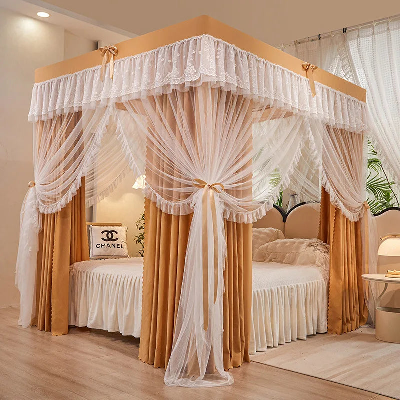 Princess Palace Style Blackout Mosquito Net Bed Canopy with Triple Doors