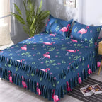 Lace Skirt Bed Sheet and Fitted Bedspread Set