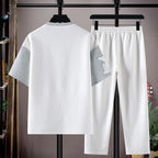 Men's Casual Printed Short Sleeve T-Shirt and Shorts Two Piece Set