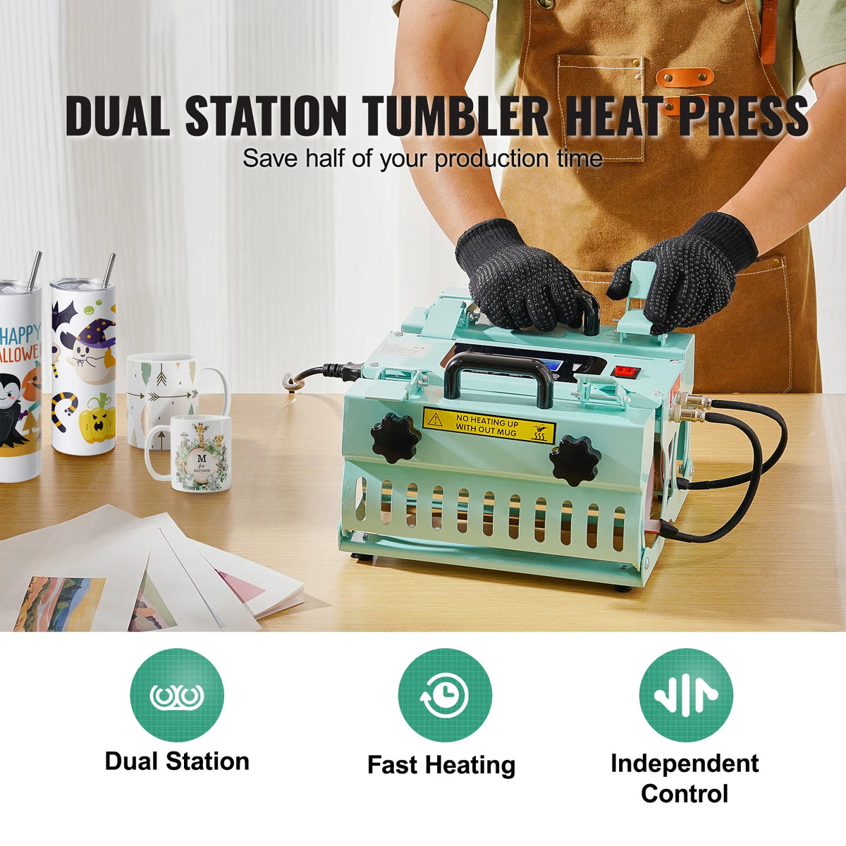 Tumbler Heat Press Machine and Dual Station Mug Sublimation Kit