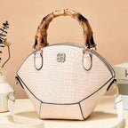 Women's Retro Stone Pattern Patent Leather Shoulder Handbag