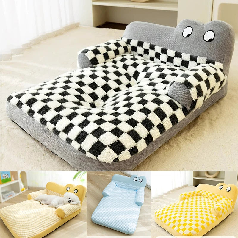 Warm Fleece Pet Sofa Bed and Winter Sleeping Kennel Mat Cushion