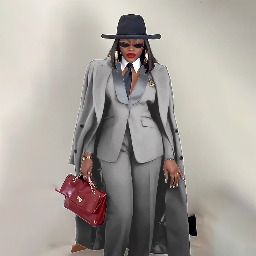 Men's Tailored Three-Piece Blazer Vest and Pants Suit