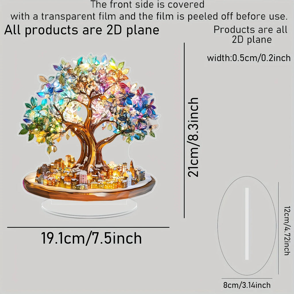 Tree of Life Gemstone Acrylic Statue and Tabletop Ornament
