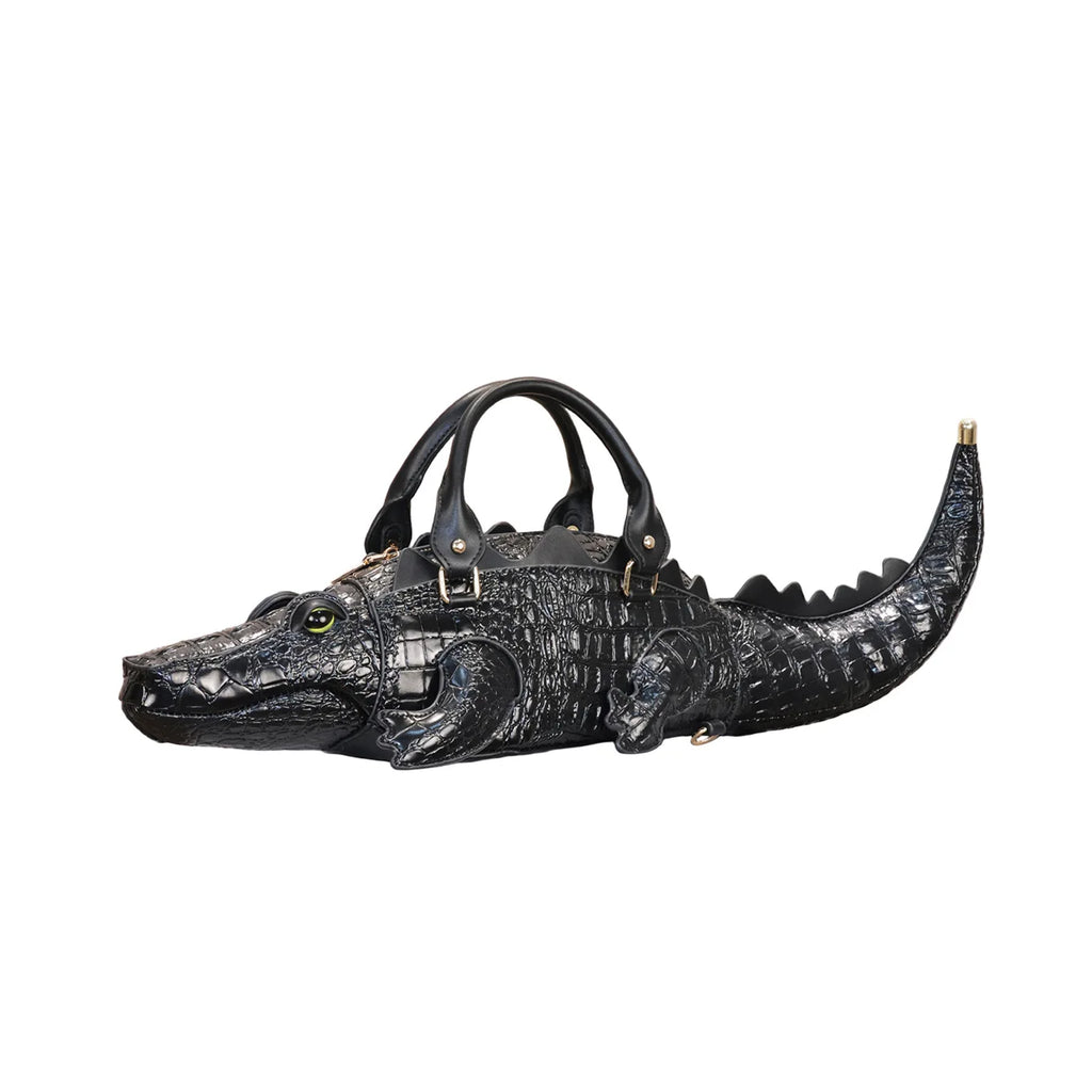Women's Crocodile Shape Tote Shoulder Crossbody Handbag