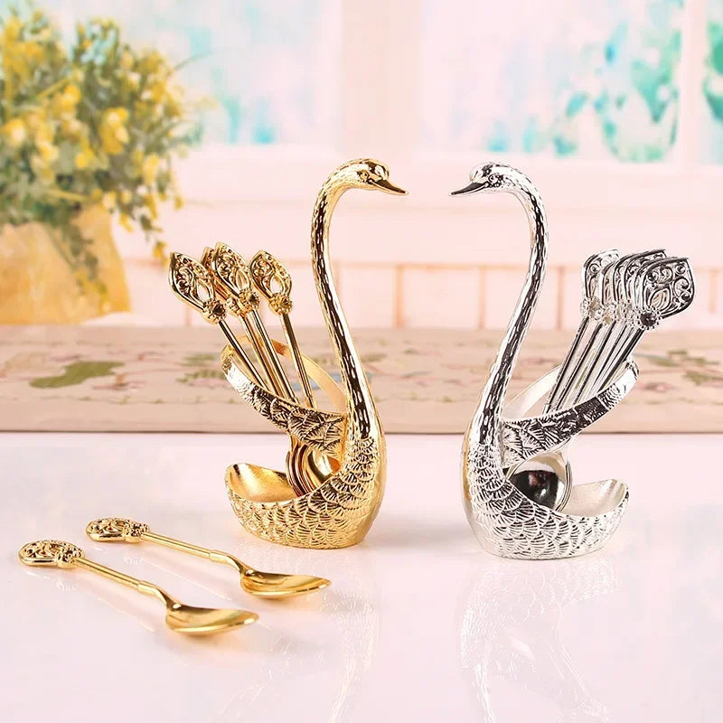 Swan Tableware Holder and Stainless Steel Utensil Stand