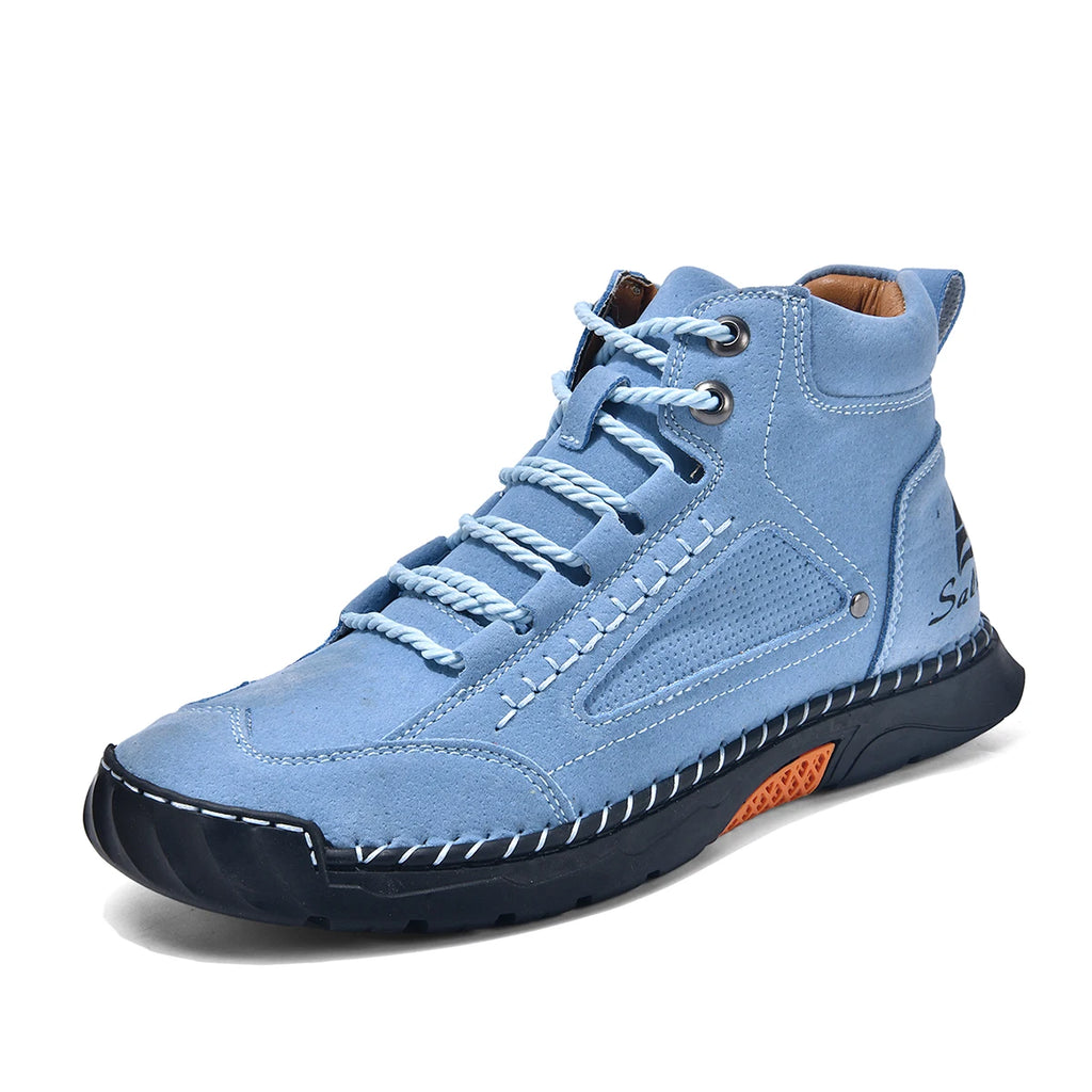Men's Fashion Split Leather Handmade Casual Ankle Boots 2317-1