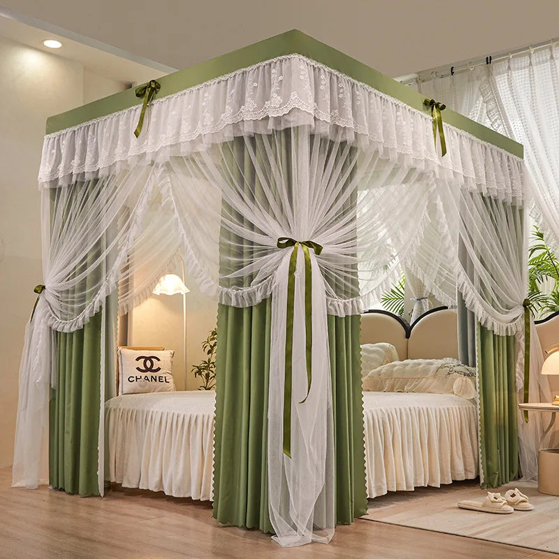 Princess Palace Style Blackout Mosquito Net Bed Canopy with Triple Doors