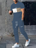 Men's Casual Summer T-Shirt and Shorts Suit Set with 3D Letter Print