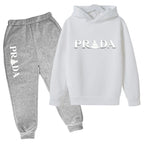 Kids' Pattern Hooded Sweatshirt Pants Two-Piece Set