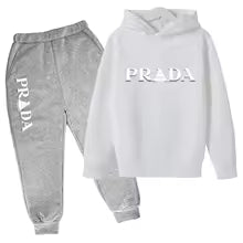 Kids' Pattern Hooded Sweatshirt Pants Two-Piece Set