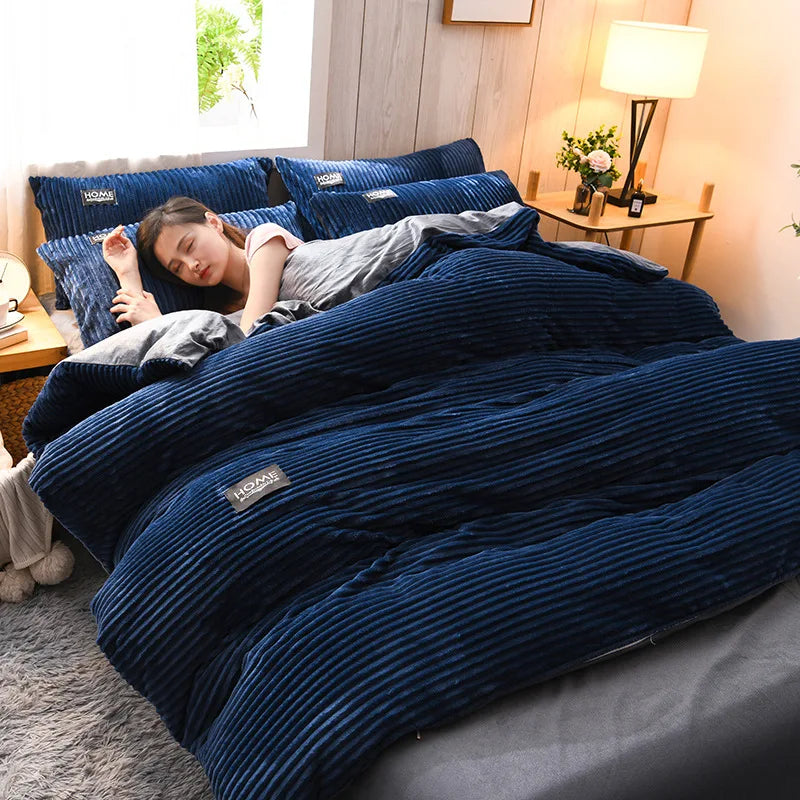 Velvet Duvet Cover and Winter Warm Quilt Bedding