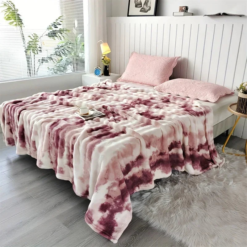 Thick Warm Faux Rabbit Fur Blanket and Soft Plush Throw