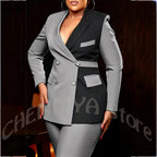 Women's Classic Tailored Blazer and Trousers Suit Set