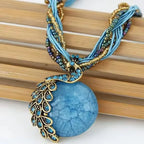 Vintage Peacock Metal Tassel Pendant Necklace and Sweater Chain